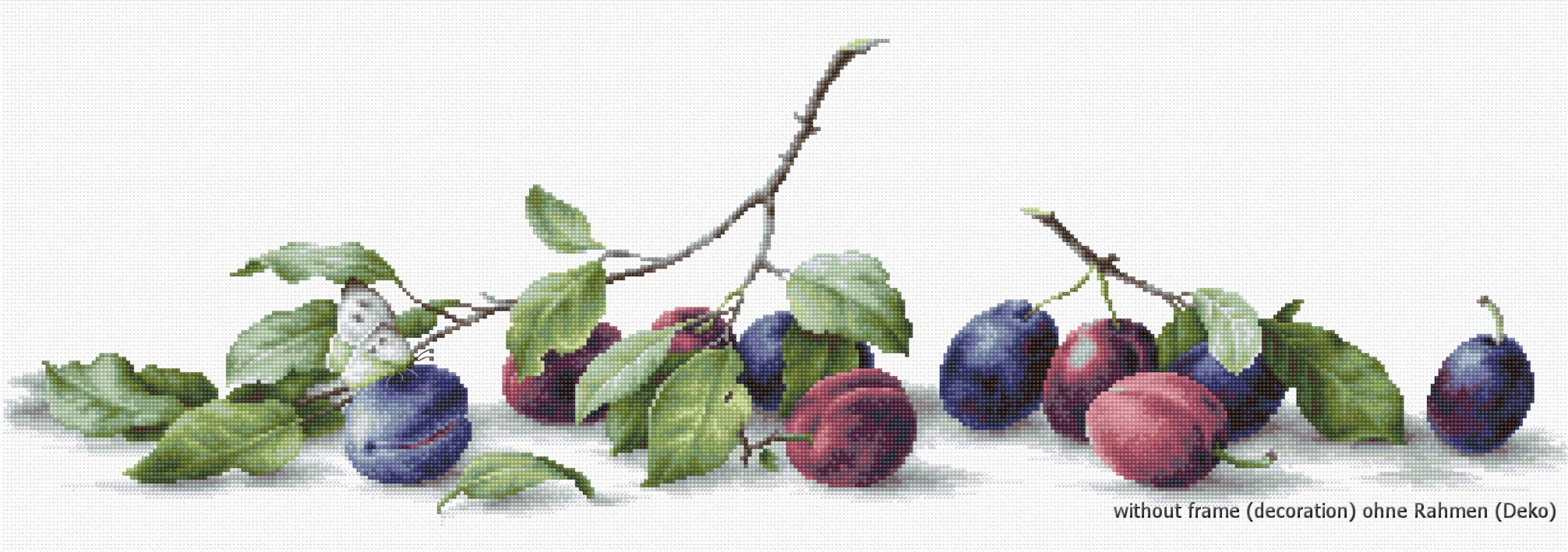 Luca-S Plums Still Life Counted Cross Stitch Kit, Pack of 1