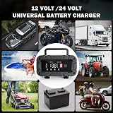 Husgw 10A 12V/24V Automatic Battery Charger Maintainer with Temperature view 2