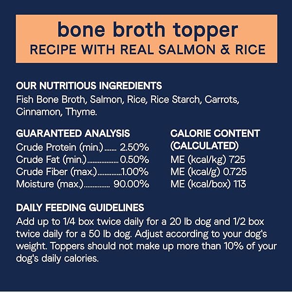 CANIDAE PURE BONE BROTH TOPPER WITH REAL SALMON & RICE WET DOG FOOD, 5.5 OZ. (CASE OF 12)