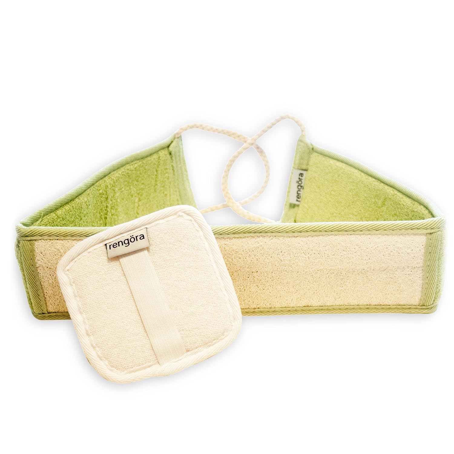 Rengora Loofah Back Plus Body Scrubber (& Bonus Sisal Scrubber) for Exfoliating & Serious Skin Cleansing, Get Younger & Healthier Looking Skin, Great Gift