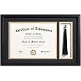 ELSKER&HOME 11x17 Diploma Frames with Tassel Holder for 8.5x11 Certificate Document Shadow Box, Matte Black Frame, Degree Double Mat, Black with Gold Rim