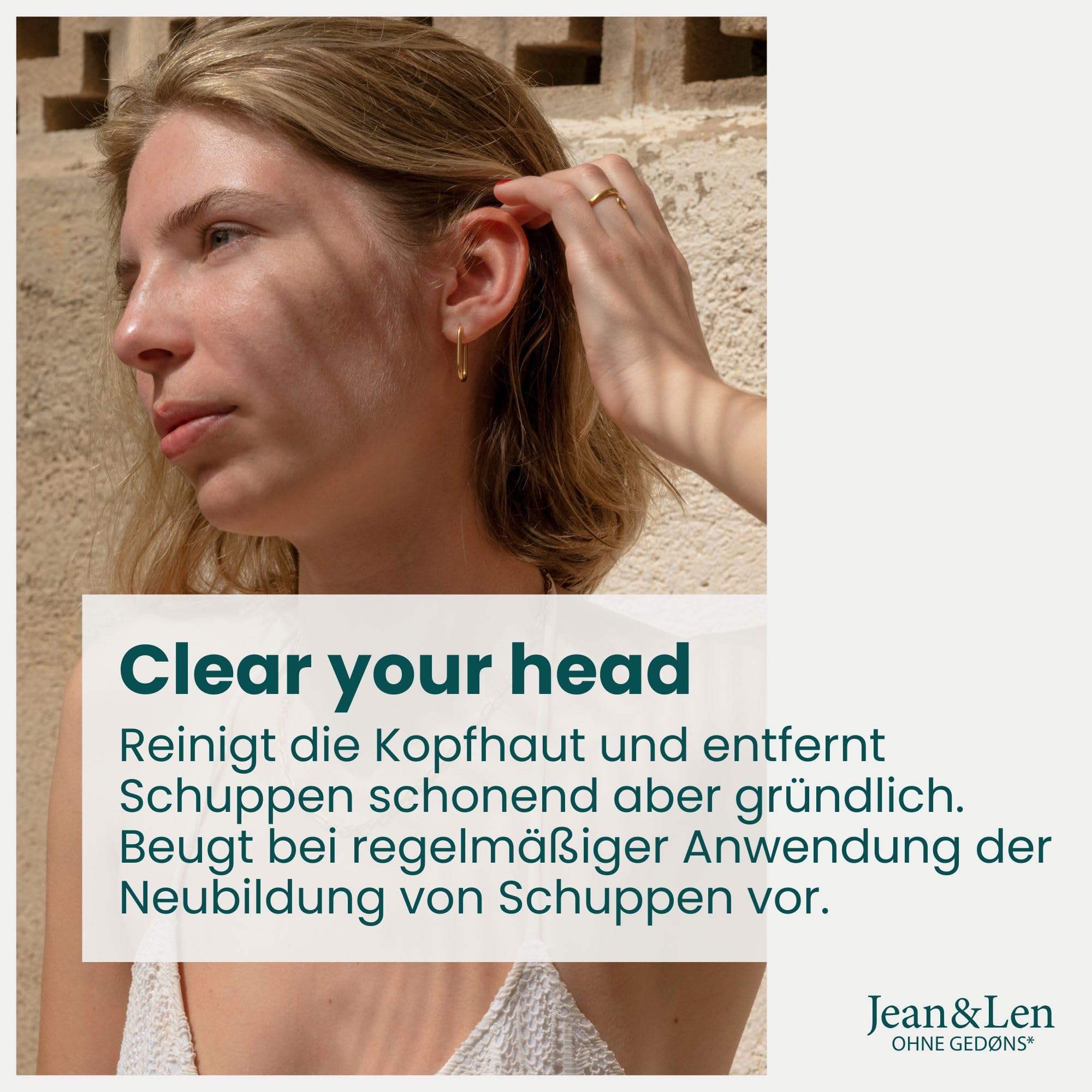 Jean & Len Anti-Schuppen Shampoo Thymian & Minze, vegane Pflegeformel, mit Piroctone Olamine, gegen Schuppen, für die tägliche Haarwäsche geeignet, ohne Parabene & Silikone, vegan, 300 ml 3