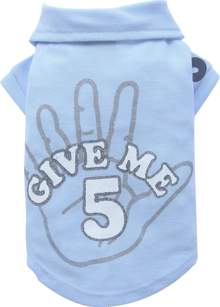 DoggyDolly T228 Dog Poloshirt Give me 5, blue, XXS - chest 26-28 cm - back length 13-15 cm - Image 5