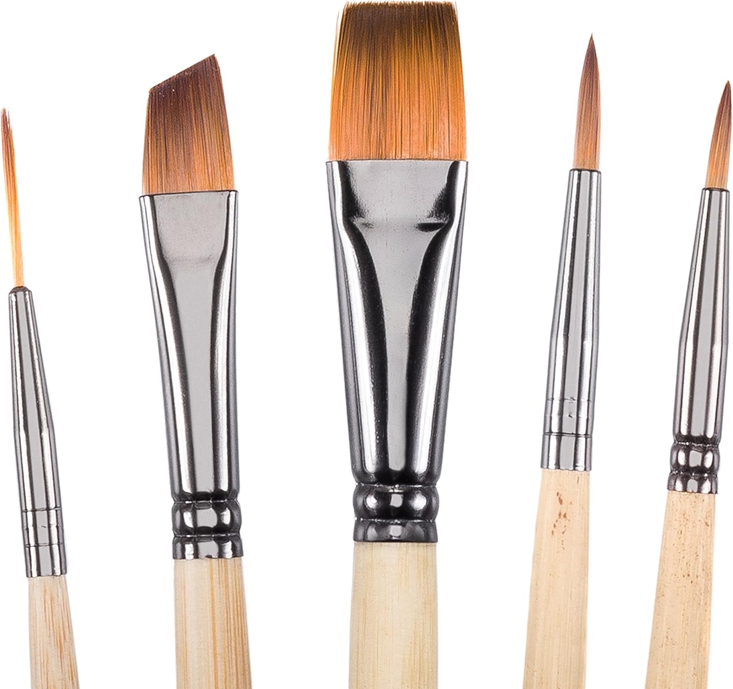 Santa Fe Art Supply Paint Brush Set w/Travel Case- 5 Bamboo Short Handle Brushes. Perfect for Watercolour Oil, Inking - Image 4