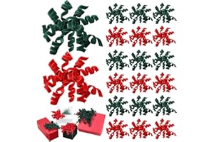 HEYTIMI 24 PCS Curly Bows for Gift Wrapping Multi Colored 6.29" Self Adhesive Christmas Gift Bows Burst Curly Ribbon Bows for