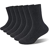 Saracat Age 3-11 Unisex Kids 100% Natural Cotton Socks, Soft Moisture Wicking Dress Crew Socks for Boys and Girls.