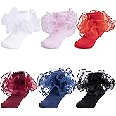 Dicry Baby Girls Double Lace Turn Cuff Socks with Big Ruffle for Infant Toddlers and Kids