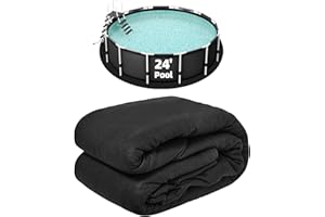 Poolergetic 24-Foot Pool Liner Pad for Above Ground Pools, Round Under Pool Mat Prevents Puncture, Weed Barrier, Extend Liner Life, Black