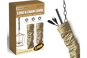Royal Designs, Inc. Cord & Chain Cover 4 ft Silk Type Fabric, Chandelier Pendant Lighting Chain & Cable Management, Touch Fastener, Antique Gold - 2 Pack