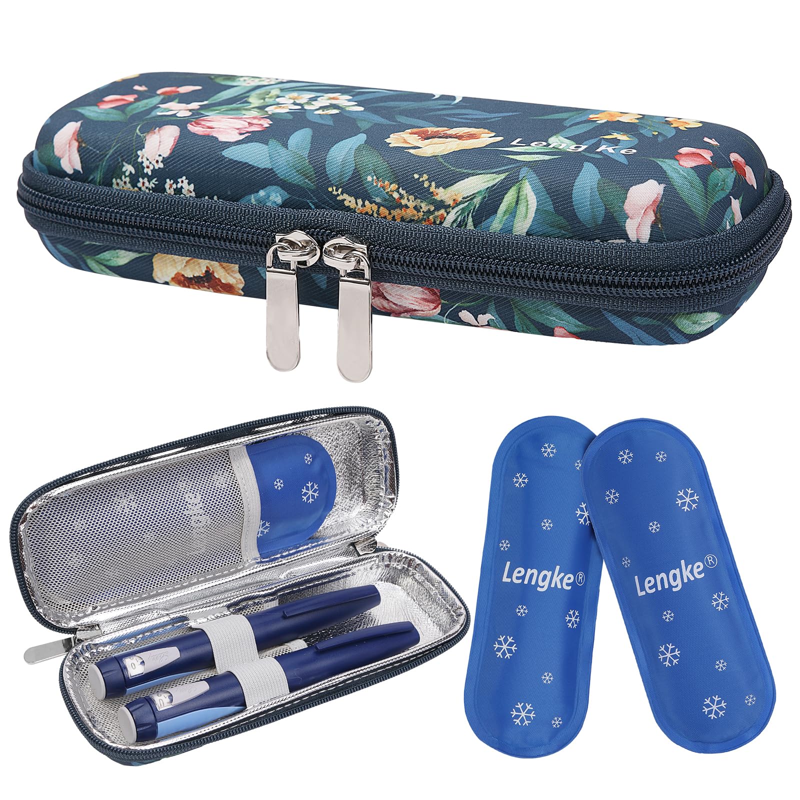 BOMKEE Insulin Cooler Travel Case, Diabetic Insulin Pen Case Portable Insulin Cooling Bag Carrying Organizer for Insulin Pens Supplies with 2 Ice Pack