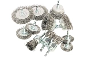 FPPO 12 Pack Carbon Steel Wire Wheel, Cup, Pen Brush Set with 1/4-Inch Hex Shank for Rust Removal, Corrosion and Scrub Surfaces