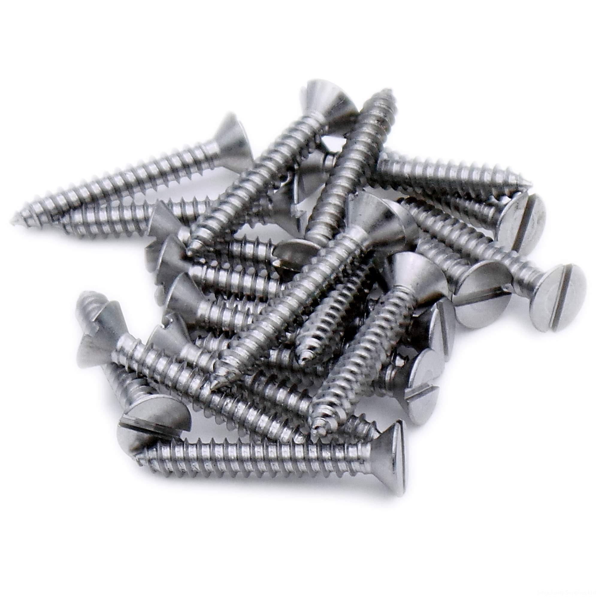 No.4 x 0.25 (2.9mm x 6.5mm) Slot Countersunk Self-Tapping Screw - Stainless Steel (A2) (Pack of 20)