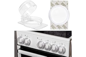 YOUR DAY MATE Clear Stove Knob Covers, 6 pcs, for Knobs with max. Ø 1.9", 1.57" Height, 2.4" Knob Distance Center-Center, Transparent Adhesive, Child Proof Stove Guard, Cooker Button Cover, Oven Knob Cover Baby