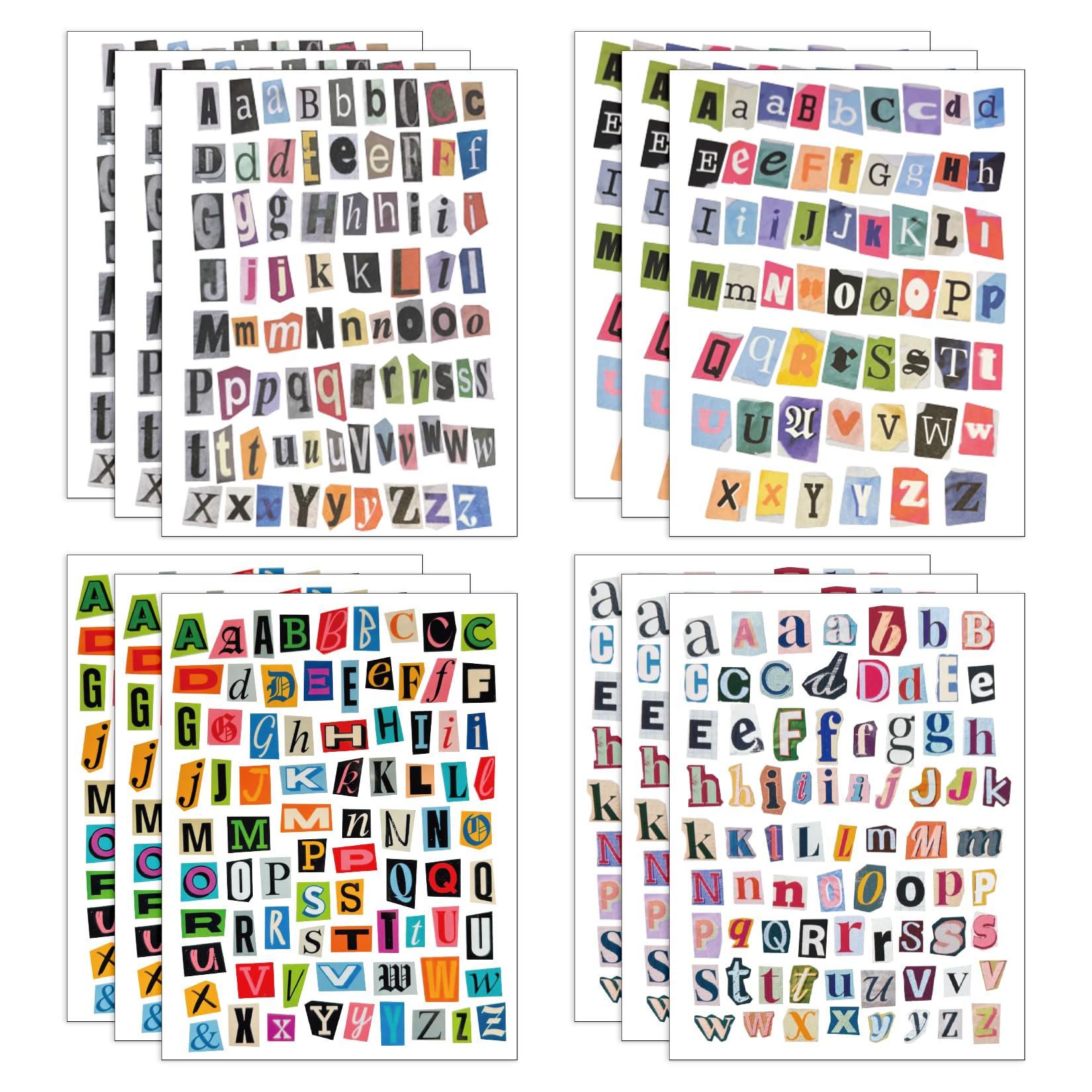 Photo 1 of 852pcs Magazine Letter Stickers Vintage Scrapbook Letters Stickers Small Ransom Alphabet Sticker for Scrapbooking Supplies Journaling Laptop Water Bottle DIY Crafts Gift Junk Journal (Journal12)