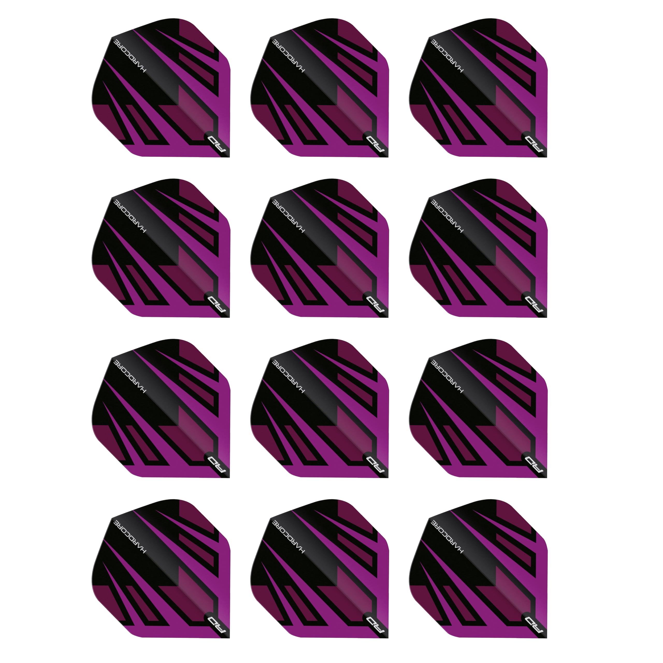 RED DRAGON Hardcore Radical Purple & Black Fan Dart Flights - 4 Sets Per Pack (12 Dart Flights in total)