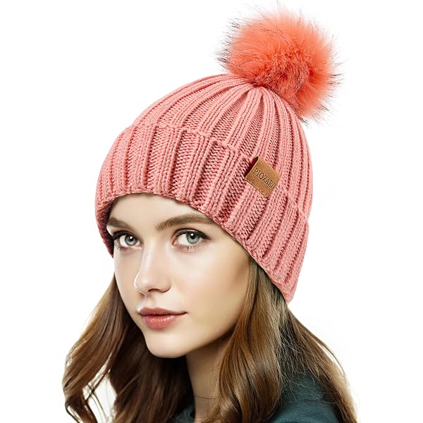 MICHAEL KORS Pink Cable Knit Ribbed Fleece Lined Pom Pom Beanie Hat NWT-One Size Michael Michael Kors Women`s Cable Knit Teddy Fleece Faux  main image 3