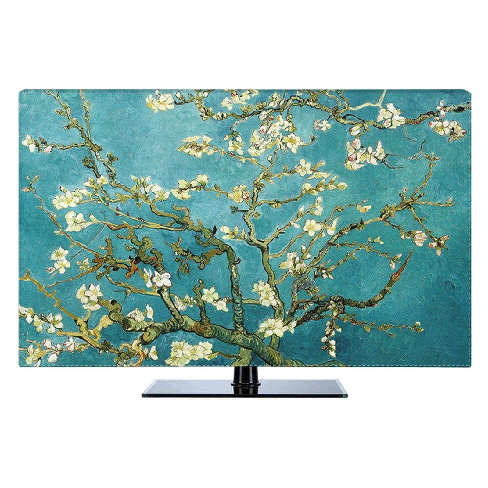 NAKAN Universal TV Dust Cover 22-80 Inch Polyester Fabric Smooth Screen Protector for LCD LED Plasma Television Art Printing Decor for Flat Curved TV(Color:TREE,Size:55in)