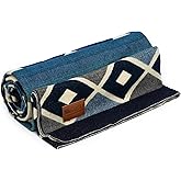 QISU Wool Blanket Throw | Large, Beautiful, Warm, Soft, Handmade in Ecuador by Local Artisans |94″ x 78″| Ultra-Soft, Hypoallergenic & Breathable | Non-Itchy or Scratchy Fabric (Blue Pyramid)