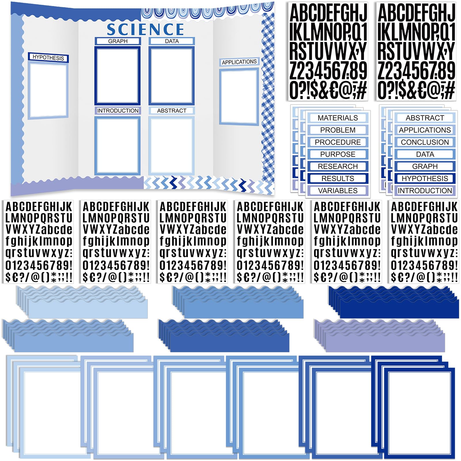 Sinload 92 Pcs Science Fair Board Supplies 60 Trim Scalloped Poster ...
