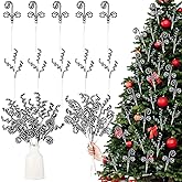 Soulchen 15 Pcs Black and White Christmas Tree Picks Decorations Curly Pick Christmas Tree Stems for Xmas Home Decorations DIY Vase Filler Holiday Crafts Ornaments for Wreath Garland