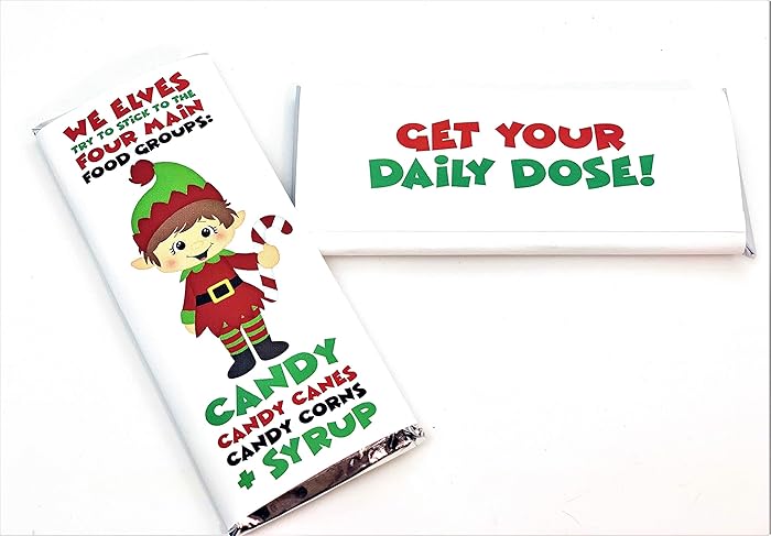 Amazon.com: Holiday Elf Candy Bar Wrappers, Christmas Candy Bar