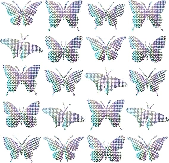 20 Pieces AntiCollision Alert Stickers Butterflies Bird Deterrent