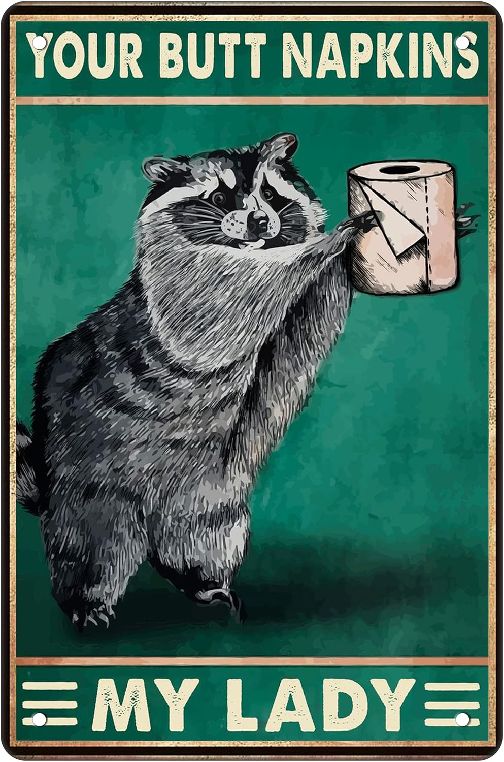 Posters & Prints - Raccoon decor Gothic Decor Funny Bathroom Decor Sign Medieval Decor Bathroom Napkins Decor Retro Poster Toilet Cave Bar Home Coffee Bathroom Wall Decoration Sign 8x12 Inch