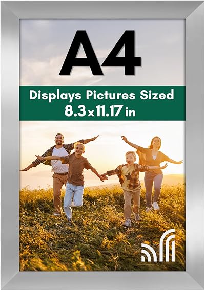 Americanflat A4 Silver Picture Frame Engineered Wood Shatter Glass