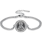 YINHONGSAM Double Chain Saint Benedict Medal Bracelet, 925 Sterling Silver Religious Pendant, Amulet Protection Jewelry Gift for Men Women