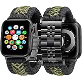 BINLUN Compatible with Apple Watch Band 49mm 46mm 45mm 44mm 42mm 41mm 40mm 38mm Braided Paracord Stainless Steel Sport Watch Strap Fit for iWatch Ultra Series 11/10/9/8/7/SE/6/5/4/3/2/1 for Men Women