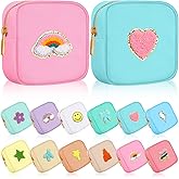 Sumind 12 Pcs Christmas Preppy Patch Makeup Bag Bulk Cute Mini Pouch Bag Gift Nylon Travel Cosmetic Toiletry Portable Organizer Storage Purse Small Zipper Pouch Daily Use Storage Purse for Women