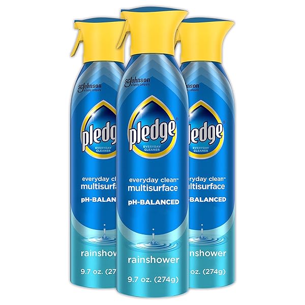PLEDGE PH-BALANCED MULTISURFACE SPRAY, EVERYDAY CLEANER, RAINSHOWER SCENT, 9.7OZ (PACK OF 3)