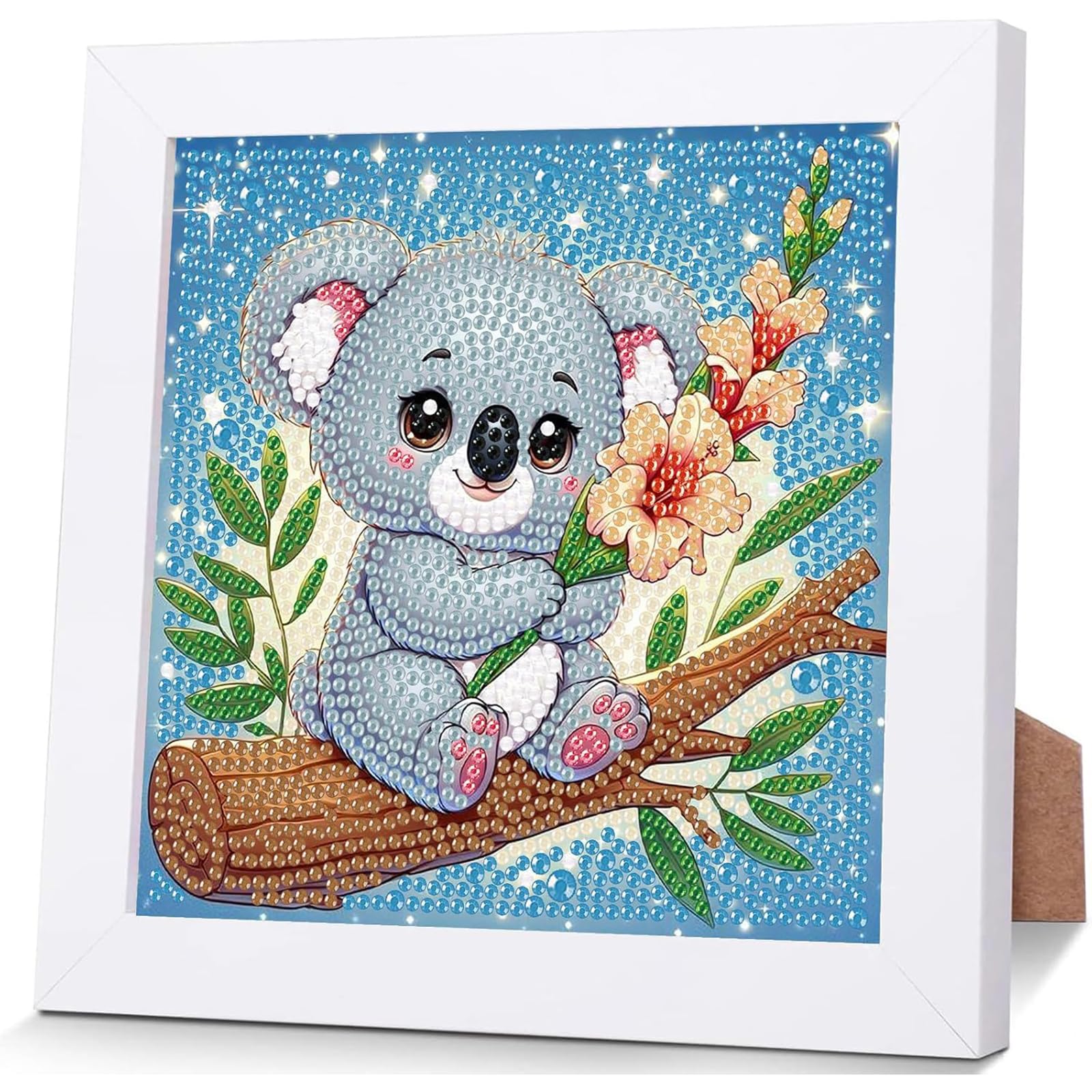Viart Koala Diamond Art for Kids with Frame-Koalas Diamond Painting for Kids, Animal Small Diamond Art Kits, Easy DIY Crystal Mosaic Kits for Children Girls Boys Gifts (7x7inch)