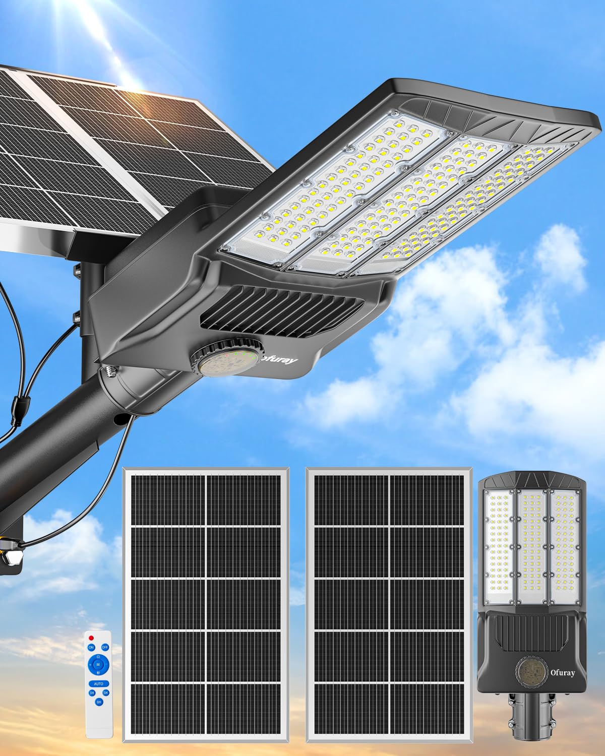 Photo 1 of *****************THIS IS ONLY THE SOLAR PANEL PARTS, 1 HAS DAMAGE***************
Ofuray Of-11000W Solar Street Lights Outdoor, 80000LM Solar Security Flood Parking Lot Lights Commercial Dusk to Dawn, 6500k Led Big Power with Remote Control for Street,Cour