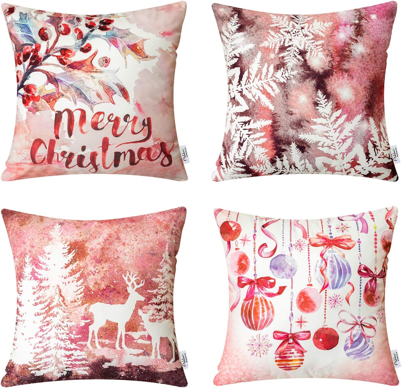 Ashler Merry Christmas Throw Pillow Covers Decorative with
