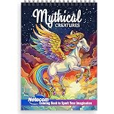 Netecom Mythical Creatures Adult Coloring Book Spiral Bound, Softcover, 30 Enchanting Coloring Pages of Mystical Creatures Including Phoenix, Mermaids, and Griffins for Stress Relief and Relaxation