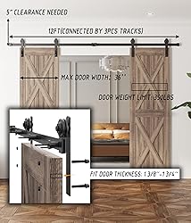 TITECK Double Sliding Barn Door Hardware Kit - 12