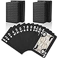 Joyoldelf Black Playing Cards, 2pcs Cool Black Foil Decks of Cards, Waterproof Playing Cards & Flexible Poker Cards with Box, Great for Party, Game, Cardistry, Magic Trick