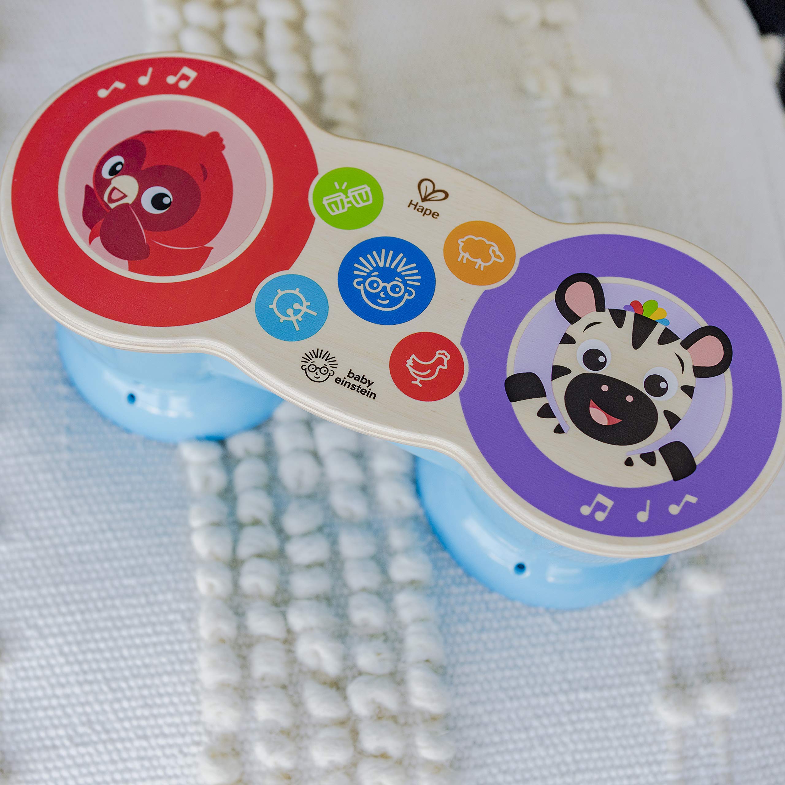Baby Einstein Upbeat Tunes Magic Touch Wooden Drum​ Musical Toy, Ages 6 Months +