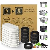 Cat Water Fountain Filter 16Pcs Fit 101oz/3L Stainless Steel Pet Fountain | Cat Fountain Replacement Filters for 67oz/2L, 108oz/3.2L Cat Water Fountains Pet Fountain Filters (8 Filters &amp; 8 Sponges)