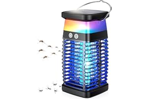 WULYNO Bug Zapper Outdoor, 3 in 1 Safe & Effective Mosquito Zapper, Rechargeable Solar Bug Zapper with 4000mAh Battery, Electric Cordless Fly Zapper Insect Zapper for Patio, Porch, Garden, Kitchen