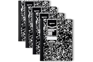 �鶹�� Basics Composition Notebook, College Ruled, 100 Sheets, 4 pack, Marble Black, 9.75" x 7.5"