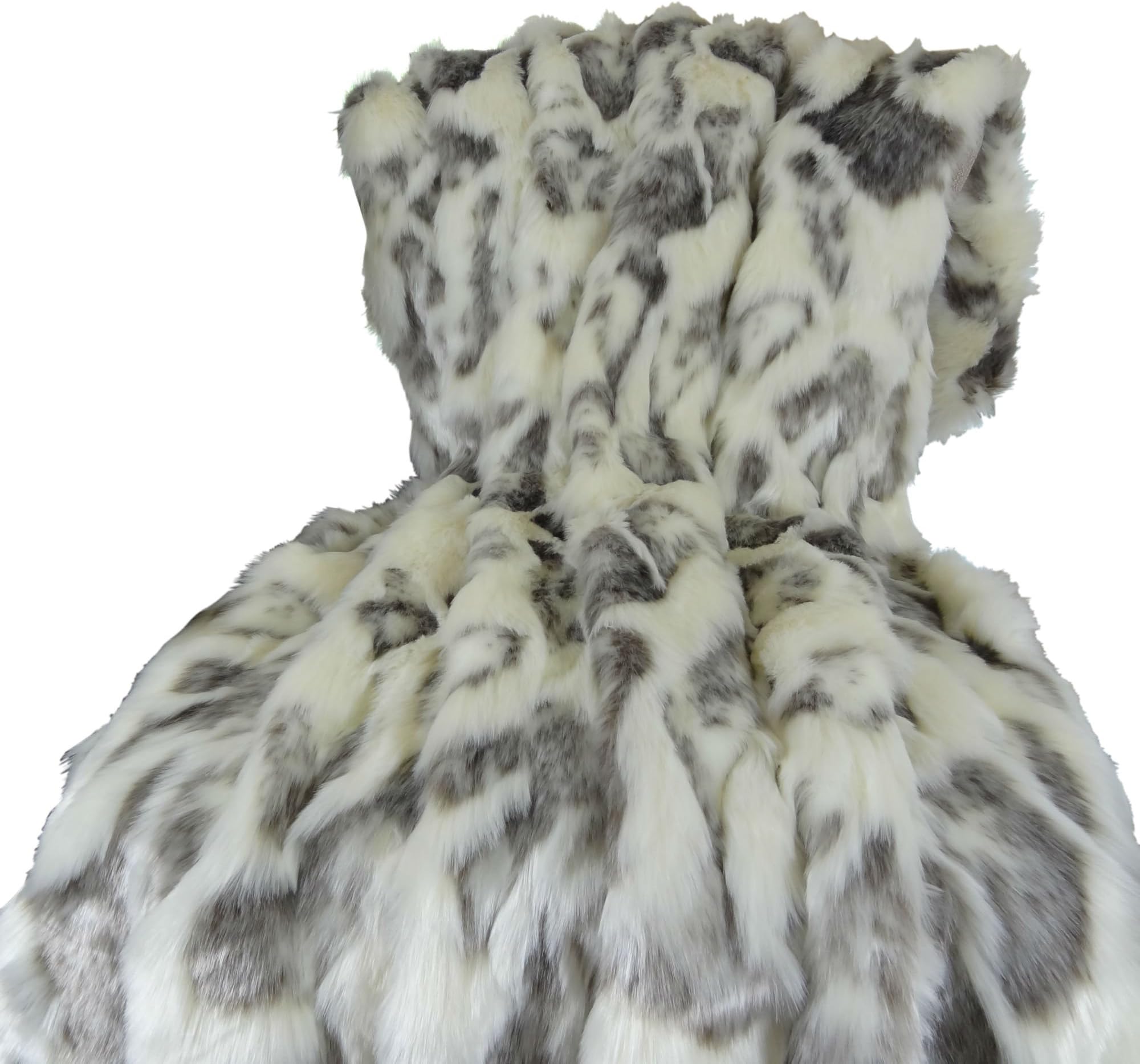 Ivory Faux Fur Throw Blanket & Bedspread - Rabbit Faux Fur - Ivory Gray Luxury Faux Fur - Fur Throw Blanket - Luxury Soft Faux Fur, Made in US, 16428