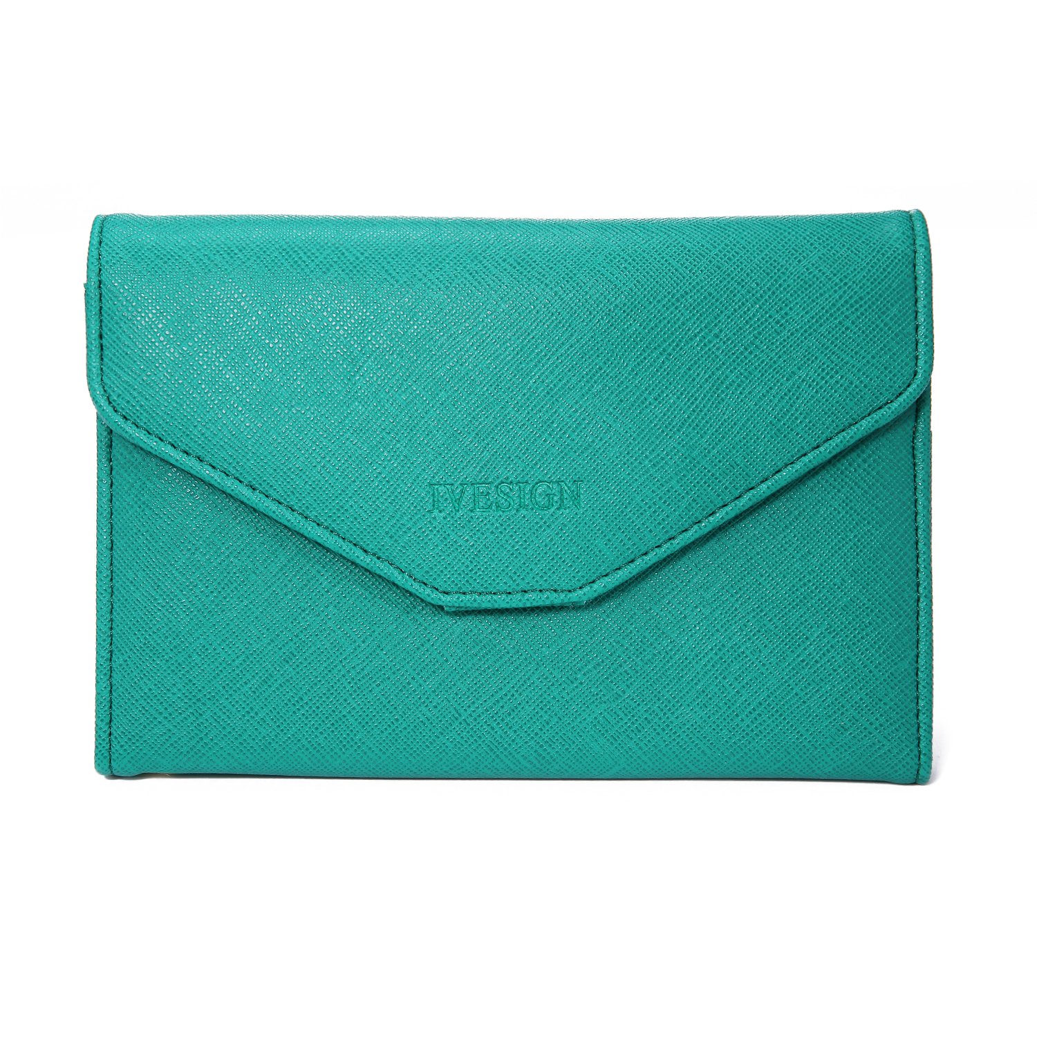 IVESIGN Travel Passport Wallet Trifold Envelope Document Organizer Holder (Green)