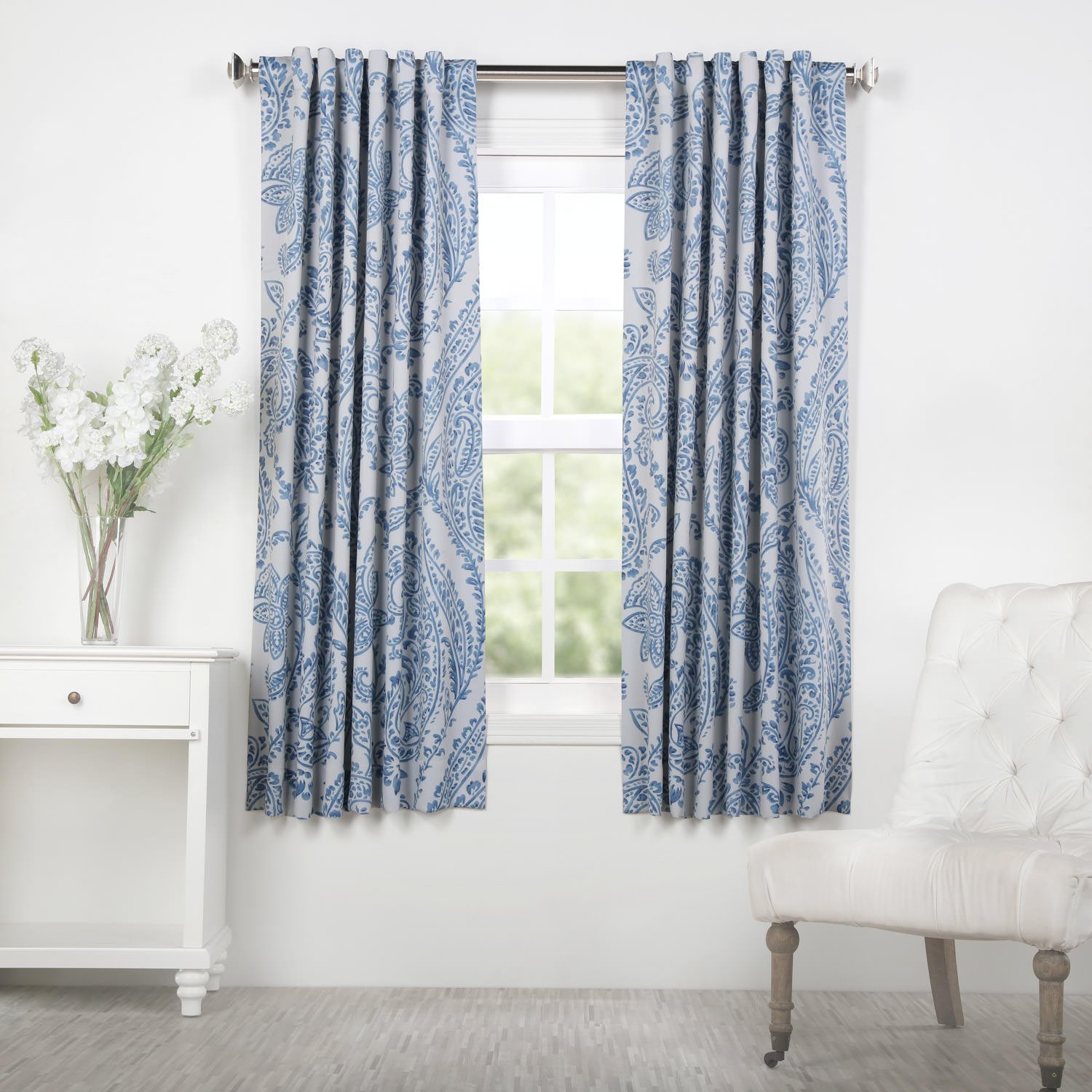 HPD Half Price Drapes BOCH-KC16072-63 Room Darkening Curtain (1 Panel), 50 X 63, Tea Time China Blue
