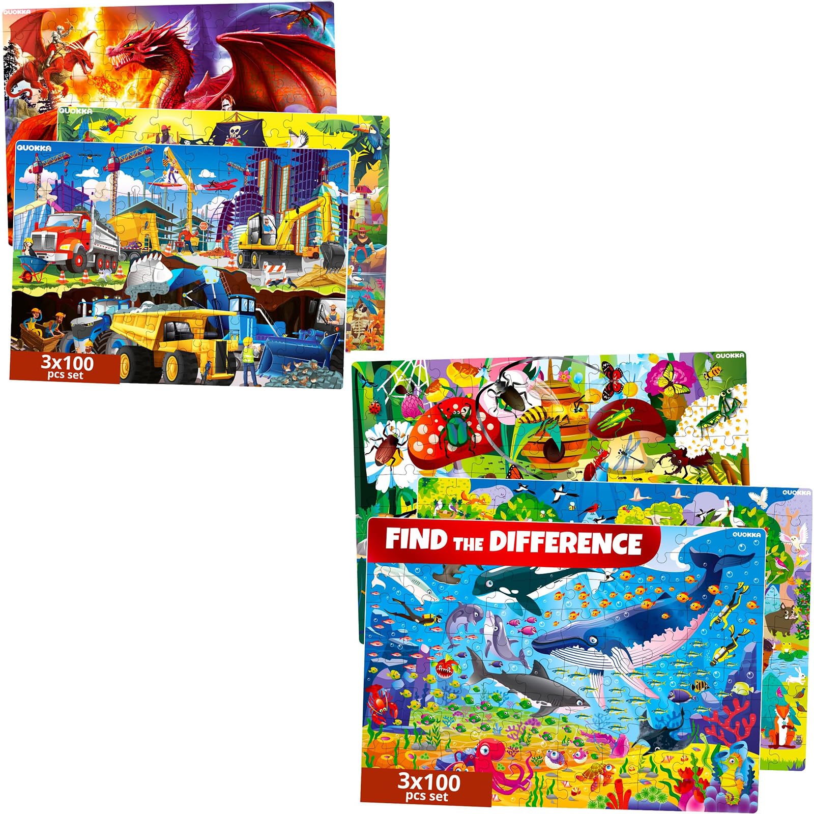 QUOKKA Multipack of 6 Kids Puzzles for Boys and Girls