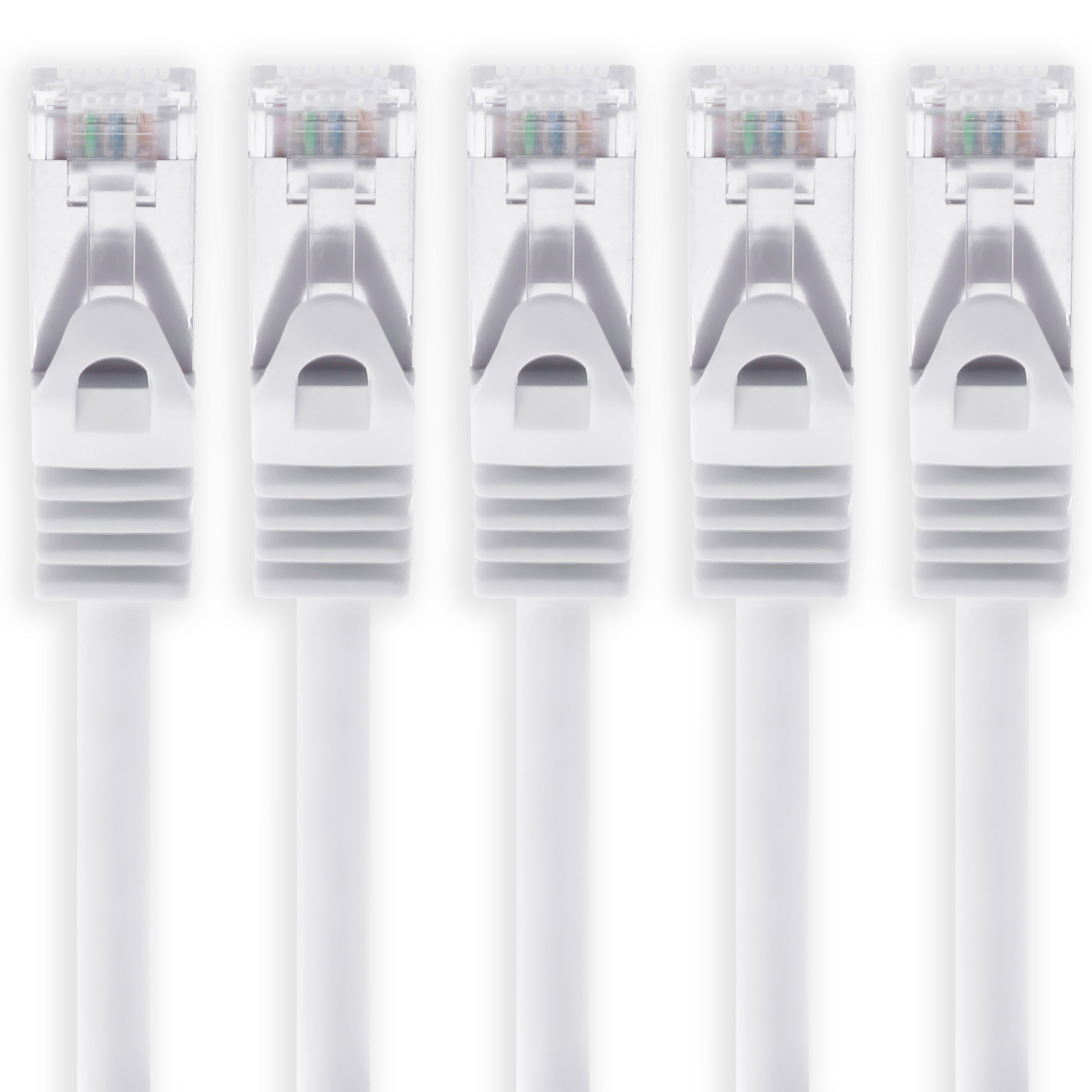1aTTack.de 1m - white - 5 pieces Cat7 network cable SFTP patch cable Lankabel raw cable 10GB/s - 500 MHz assembled with 2 RJ45 plugs Cat 6a
