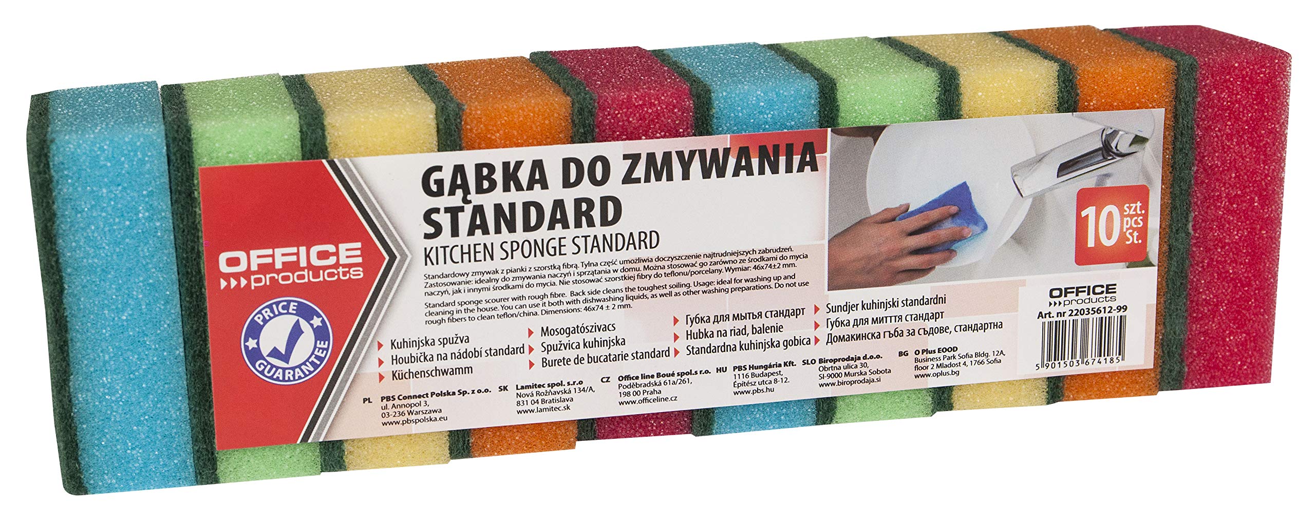 Sponge Scourer Office Products Standard 10 Pcs Assorted Colours/Cleaning & Janitorial Supplies and Dispensers/Type-for Tough Dirt/Colour-Assorted Colours/Dimensions (mm)-46x74 ± 2mm