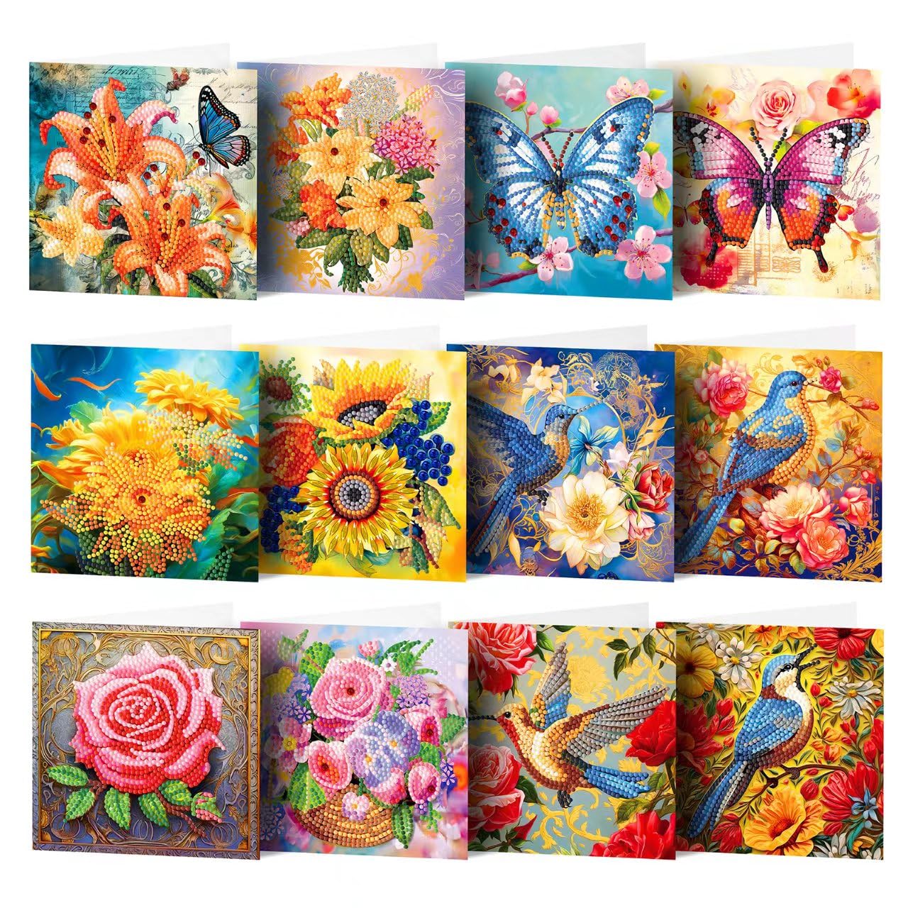 ycyingcheng 5D DIY Diamond Painting Greeting Cards Kit, DIY Greeting Card Special-shaped Diamond Painting Christmas Postcards，Diamond Art Postcards with Envelopes, 12PCS