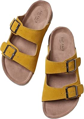Amazon.com | FatFace Womens/Ladies Meldon Footbed Suede Leather Sandals (9 US) (Mustard) | Sandals